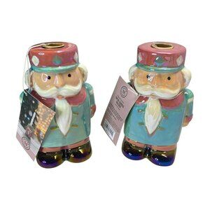 Martha Stewart Christmas Nutcracker Iridescent Set of 2 Taper Candle Holders